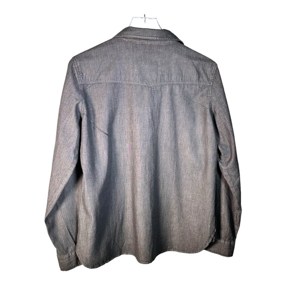 Zara Basic Denim Jean Black Shirt Women’s Size L - Picture 2 of 9